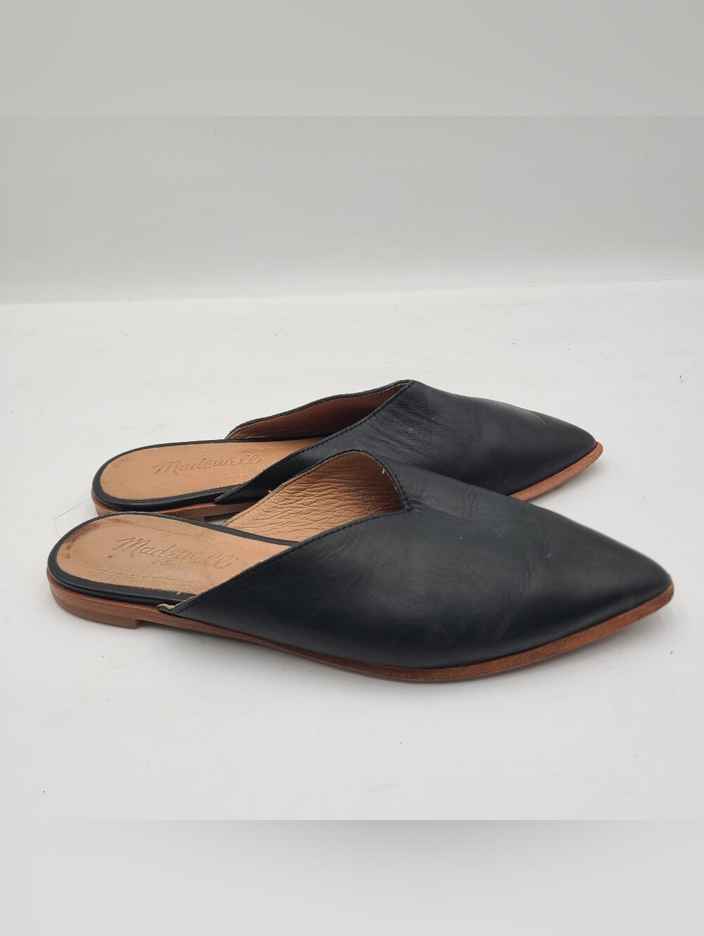 B39 Madewell The Gemma Mule True Black Leather Pointed Toe Flats Womens 6M